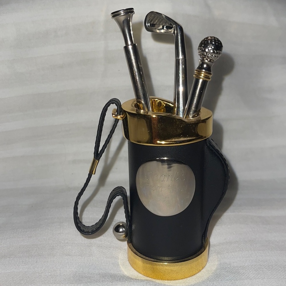 Golf pen set golf bag by Things Remembered ink pen set golfer set gold & silver